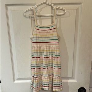 White and Red Striped Halter Knee-Length Sundress